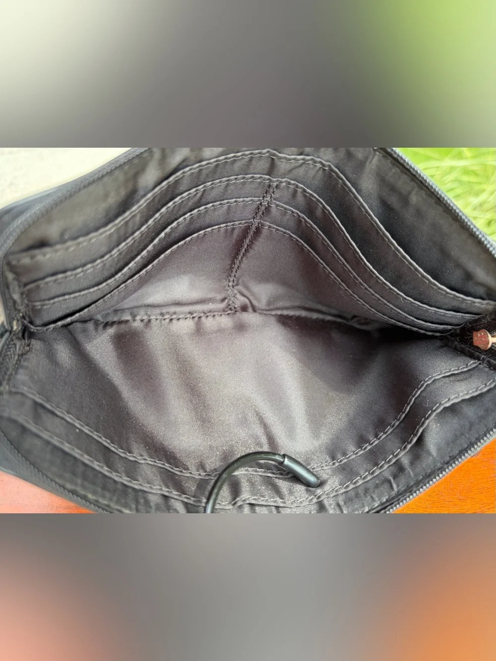 Coach Black Leather Double-Pocket Wristlet Clutch EUC